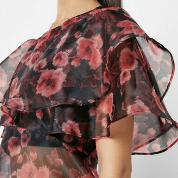 Floral Sheer Blouse Luxury Business Casual Business Wear Party Wedding - Picture 13 of 15